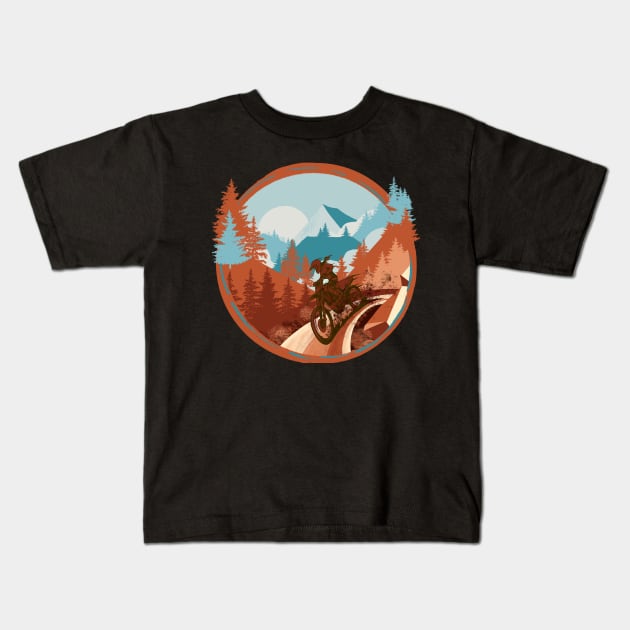 Girl Riding Wild and Free Kids T-Shirt by AtkissonDesign